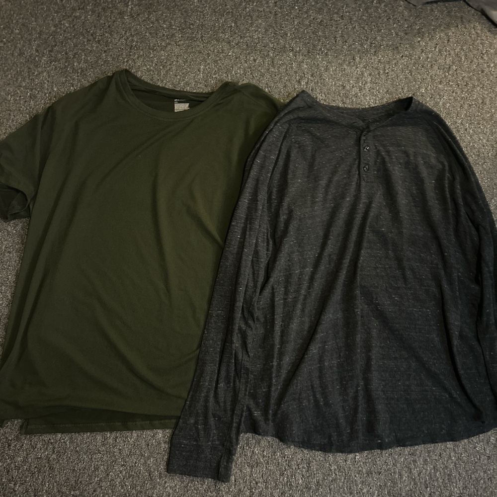 Men's Green and Gray Shirt Set